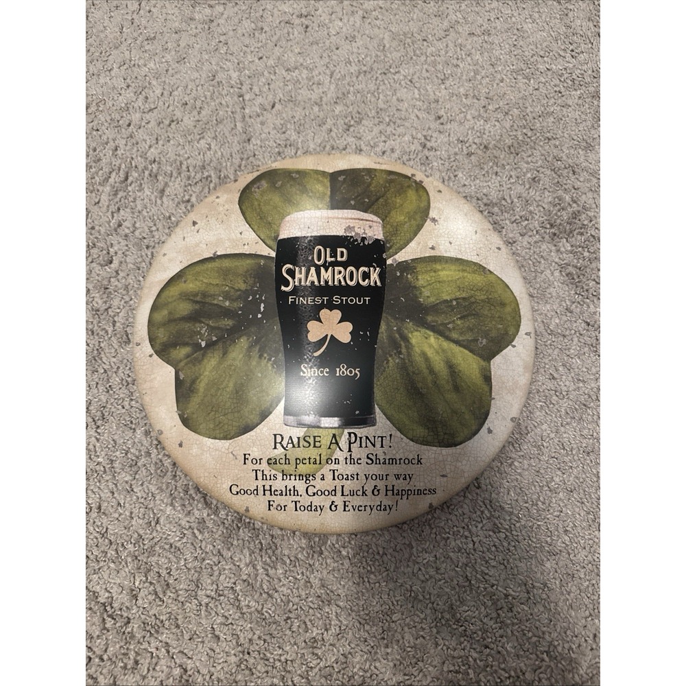 Old Shamrock Finest Stout Beer Sign Round Shamrock Design Breweriana Collectible